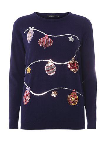 Dorothy Perkins Indigo Sequin Bauble Jumper
