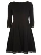 Dorothy Perkins *tall Black Geo Lace Trim Dress