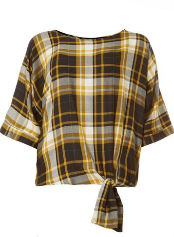Dorothy Perkins Ochre Checked Tie Top