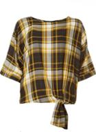 Dorothy Perkins Ochre Checked Tie Top