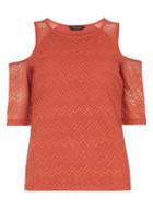 Dorothy Perkins Red Lace Cold Shoulder Top