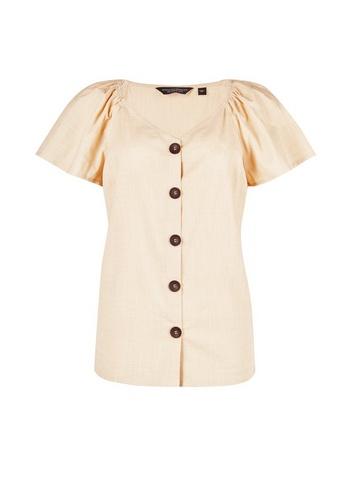 Dorothy Perkins Stone Flutter Sleeve Top