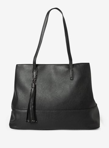 Dorothy Perkins Black Tassel Panel Tote Bag