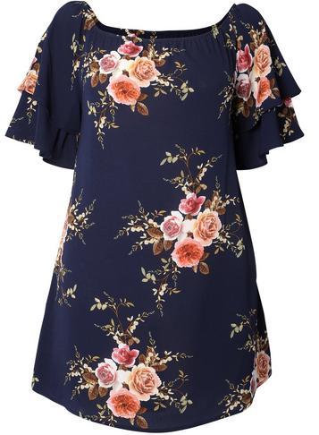 Dorothy Perkins *izabel London Curve Multi Navy Bardot Dress