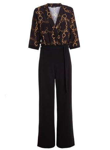 *quiz Black And Gold Chain Print Jumpsuit