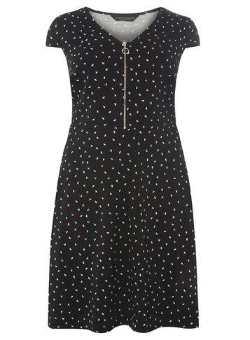 Dorothy Perkins *dp Curve Black Heart Zip Front Dress