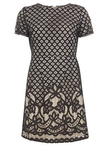 Dorothy Perkins Petite Black Lace A-line Dress