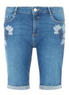 Dorothy Perkins Midwash Blossom Embroidered Knee Shorts