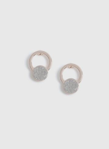 Dorothy Perkins Rose Gold Double Circle Glitter Earrings