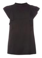 Dorothy Perkins Black High Neck Ruffle Top