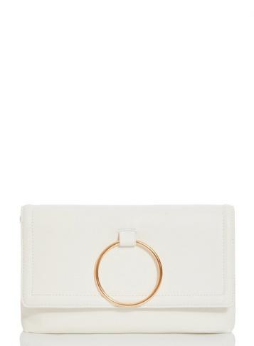 *quiz White Ring Detail Clutch Bag