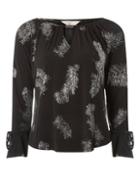 Dorothy Perkins *billie & Blossom Petite Black Feather Print Blouse