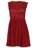 Dorothy Perkins *tenki Maroon Plain Lace Skater Dress