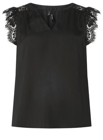 Dorothy Perkins *vero Moda Black V-neck Frill Top