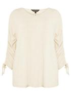 Dorothy Perkins *dp Curve Beige V-neck Ruched Sleeve Top