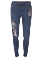 Dorothy Perkins *tall Blue 'darcy' Oriental Embroidered Jeans