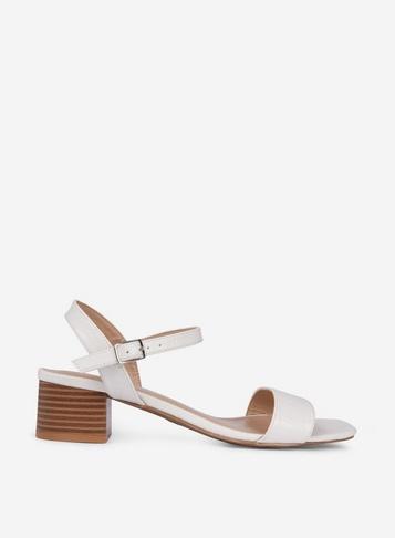 Dorothy Perkins Wide Fit White Bright Block Heel Sandals