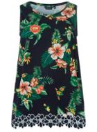 Dorothy Perkins Dp Curve Navy Tropical Print Daisy Trim Vest