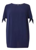 Dorothy Perkins Dp Curve Navy Tie Detailed Blouse
