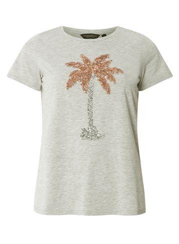 Dorothy Perkins Grey Sequin Palm Print T-shirt
