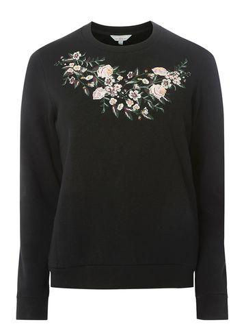 Dorothy Perkins Petite Black Embroidered Sweatshirt