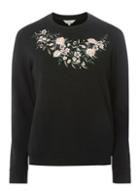 Dorothy Perkins Petite Black Embroidered Sweatshirt