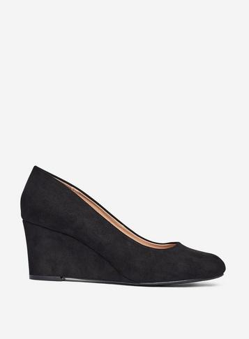 Dorothy Perkins Wide Fit Black Dreams Wedge Court Shoes