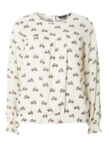 Dorothy Perkins Cream Bike Print Yoke Detail Blouse