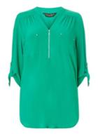 Dorothy Perkins Dp Curve Green Zip Jersey Blouse