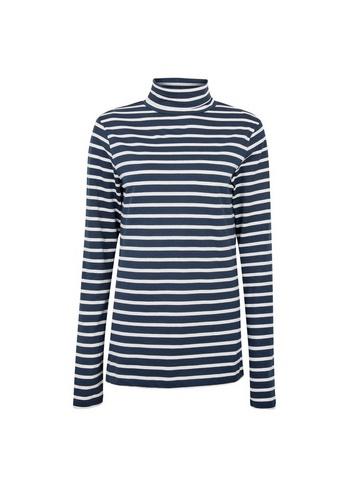 Dorothy Perkins *tall Navy Stripe Print High Neck Top