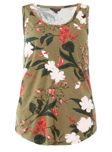 Dorothy Perkins Khaki Floral Print Viscose Vest