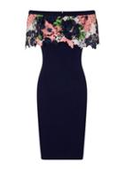 Dorothy Perkins *paper Dolls Navy Lace Trim Pencil Dress