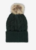 Dorothy Perkins Green Cable Knit Pom Pom Hat