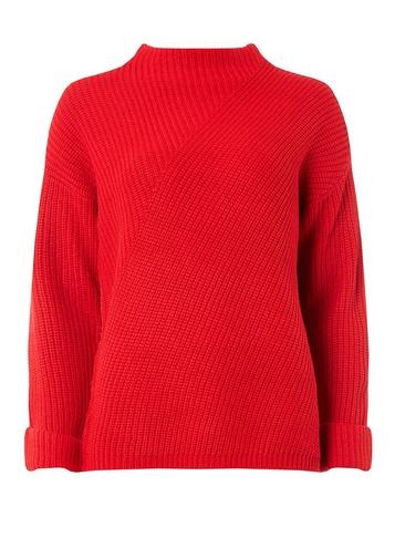 Dorothy Perkins Red Diagonal Rib High Neck Jumper