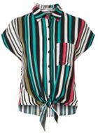 Dorothy Perkins Petite Multi Coloured Striped Tie Shirt