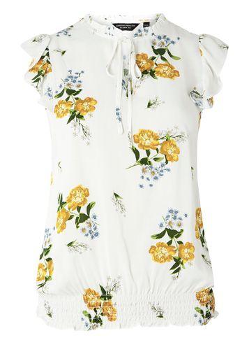 Dorothy Perkins Ivory Floral Gathered Hem Top