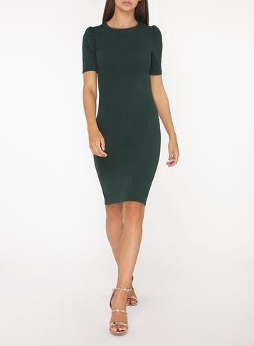 Dorothy Perkins *tall Green Puff Sleeve Bodycon Dress