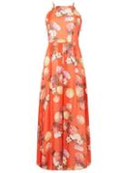 Dorothy Perkins Orange Floral Print Ruffle Maxi Dress