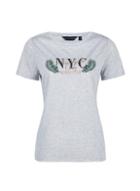 Dorothy Perkins Grey Marl 'nyc' Printed Motif T-shirt