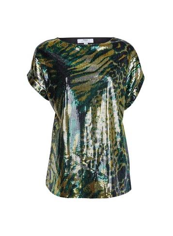 Dorothy Perkins *tall Green Camouflage Print Sequin T-shirt