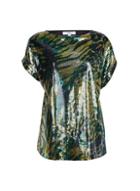 Dorothy Perkins *tall Green Camouflage Print Sequin T-shirt