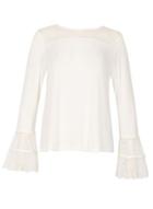 Dorothy Perkins *blue Vanilla White Pearl And Lace Trimmed Top