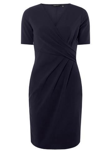 Dorothy Perkins *navy Short Sleeve Wrap Pencil Dress