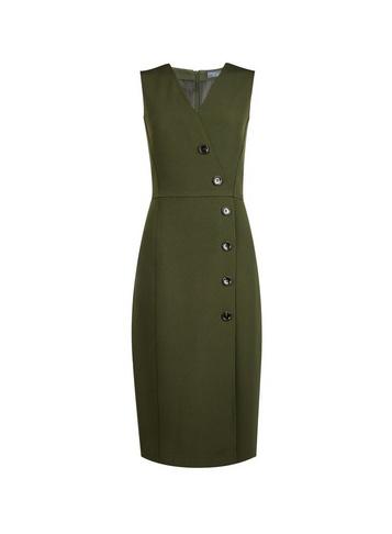 Dorothy Perkins *tall Khaki V-neck Button Dress