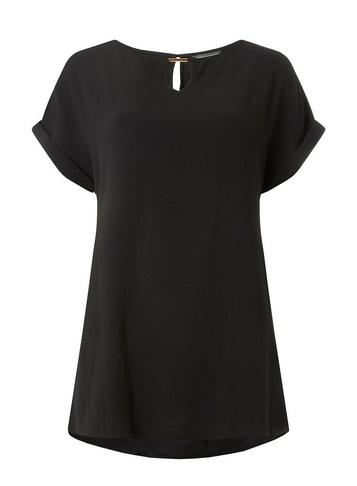 Dorothy Perkins *tall Black Bar Trim T-shirt