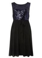 Dorothy Perkins *billie & Blossom Curve Navy Sequin Bodice Skater Dress