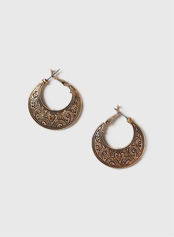 Dorothy Perkins Gold Engraved Hoop Earrings