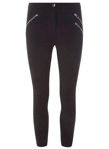 Dorothy Perkins Black Zip Crop Bengaline Trousers