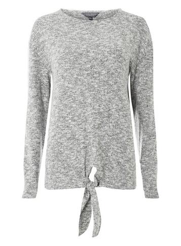Dorothy Perkins *tall Grey Brush Tie Front Jumper