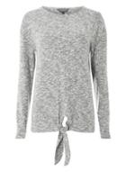 Dorothy Perkins *tall Grey Brush Tie Front Jumper